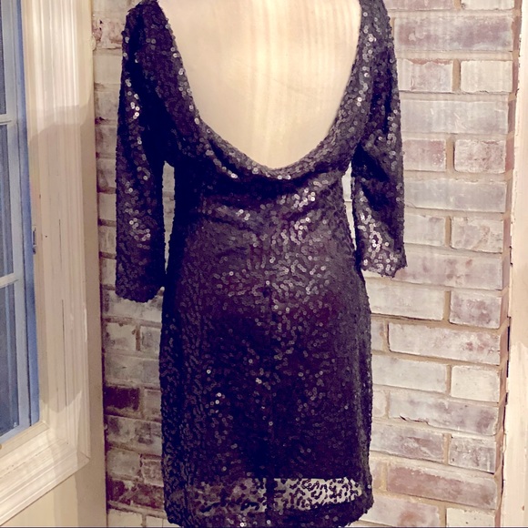 Jessica Simpson Sequined Black Dress with cowl neck back